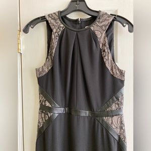 Shoshanna lace and leather trimmed dress